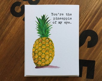 Pineapple Note Card, Valentine's Day Pun, Fruit Lover Card, Gift for her, Anniversary Card