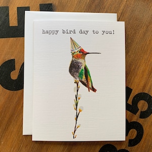 Hummingbird Birthday Card, Bird Birthday, Bird Lover Card, Bird Greeting Card