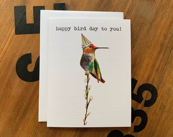 Hummingbird Birthday Card, Bird Birthday, Bird Lover Card, Bird Greeting Card