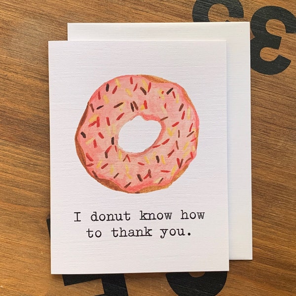 Donut Thank You Card, Donut Pun, Baker Card, Cute Donut Card