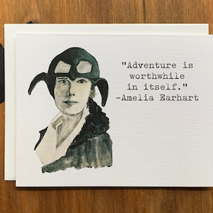 Amelia Earhart Card, Inspiring Women Note Card, Aviator Card, Adventurer Card, Birthday Card, Amelia Earhart Quote Card