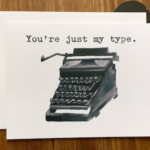 Typewriter Literary Card, Writer Card, Loving Card, Editor, Watercolor, Book Lover