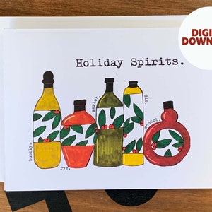 Holiday Spirits, PRINTABLE CARD, Holiday Card, Christmas Card, DIGITAL