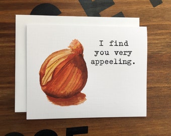 Vegetable Note Card, Chef Card, Onion Card, Valentine's Day