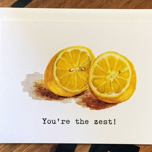 Lemon Card, Watercolor Lemon, Fruit Card, Fruit Pun, Citrus Art