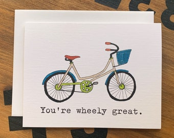 Bicycle Thank You Card, Bicycle Pun, Cycling Pun, Cyclist Card