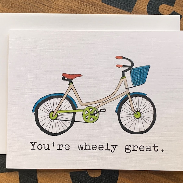 Bicycle Thank You Card, Bicycle Pun, Cycling Pun, Cyclist Card