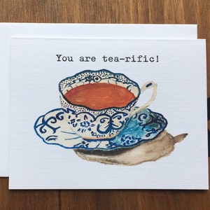 Tea Thank You Card, Mothers Day Card, Congrats Grad, Fun Greeting Card, Teacup Card