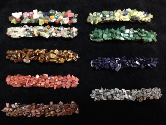 Handmade Natural Stone Beaded Barrettes - Etsy display picture 3