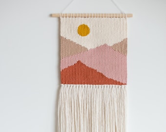 Blush mountains wall hanging /geometric /minimal /woven wall hanging /wall art tapestry /nursery room