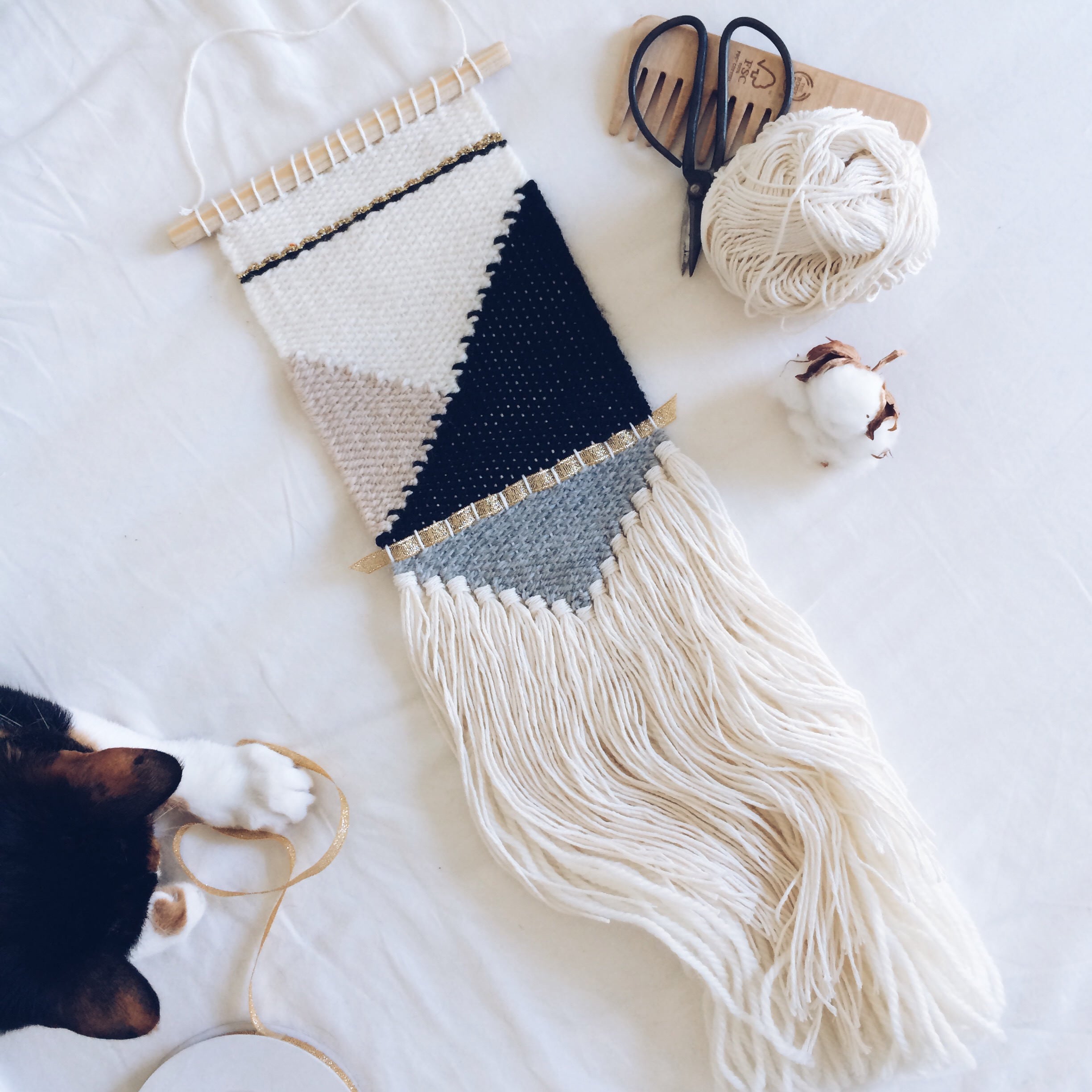 Mur Moderne Naturel Suspendu/Géométrique/Minimal/Mur Tissé Suspendu/Tapisserie d'art de Mur/Salle Pé