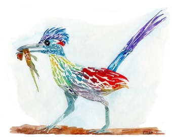 Stampa artistica colorata del Texas Roadrunner