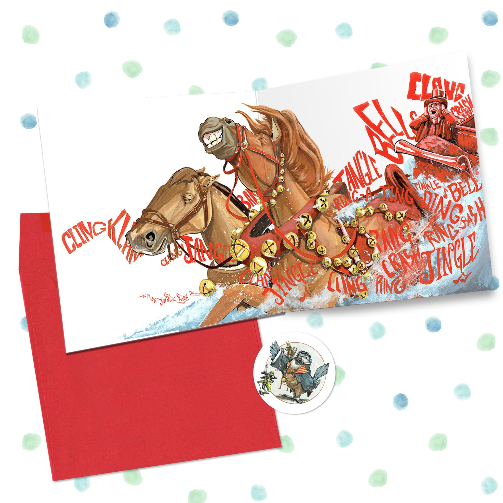 JINGLE BELLS Horses Twosided Horse Drawn Sleigh Christmas Etsy Canada