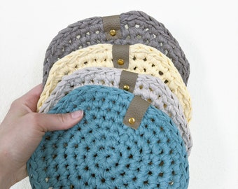 Set van vier citroenpannenlappen | Set gehaakte hotpads