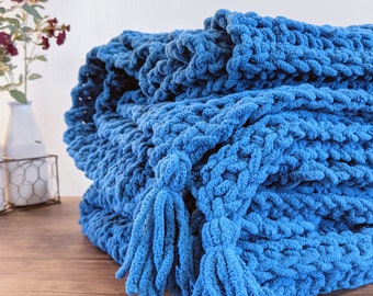 Dikke geribbelde deken | Oversized gehaakt plaid