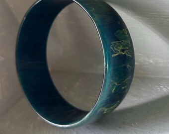 Vintage Blue Moon Bakelite Bangle Bracelet - Tall Wall