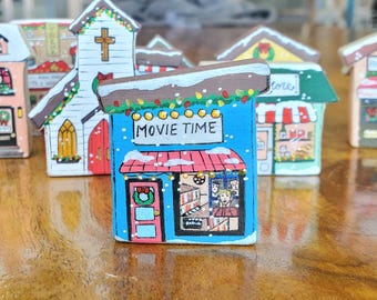 Hand painted mini Christmas village movie rental
