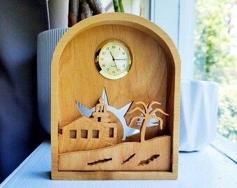 Hand Cut Wooden Clock, Tung Oil Finish