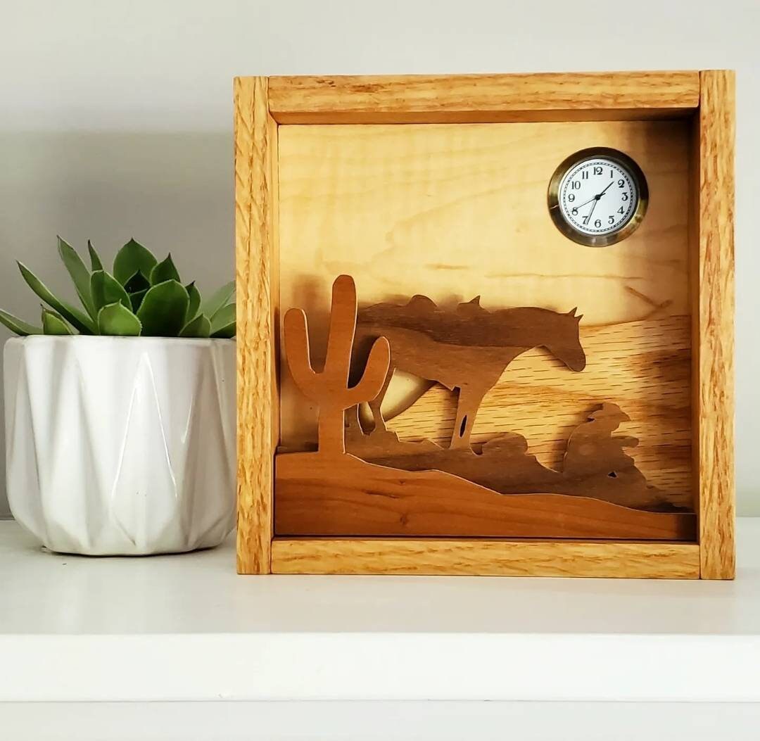 Cowboy Shadow Box Clock Etsy