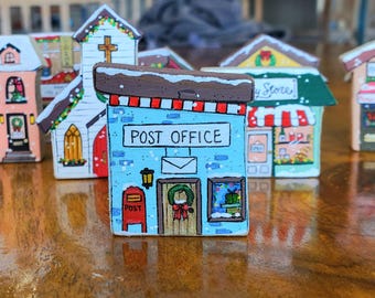 Hand painted mini Christmas village Post Office
