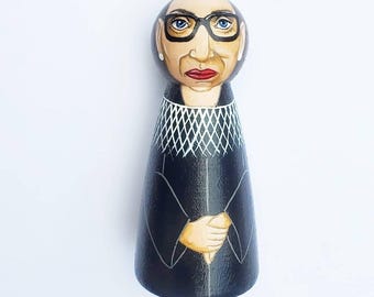 Hand Painted Custom Portrait Peg, Ruth Bader Ginsburg, History Teacher Gift