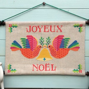 Joyeux Noel - Christmas Peace Doves - Christmas themed Cross Stitch - Cross Stitch Pattern - Instant Download - PDF - Modern Cross Stitch