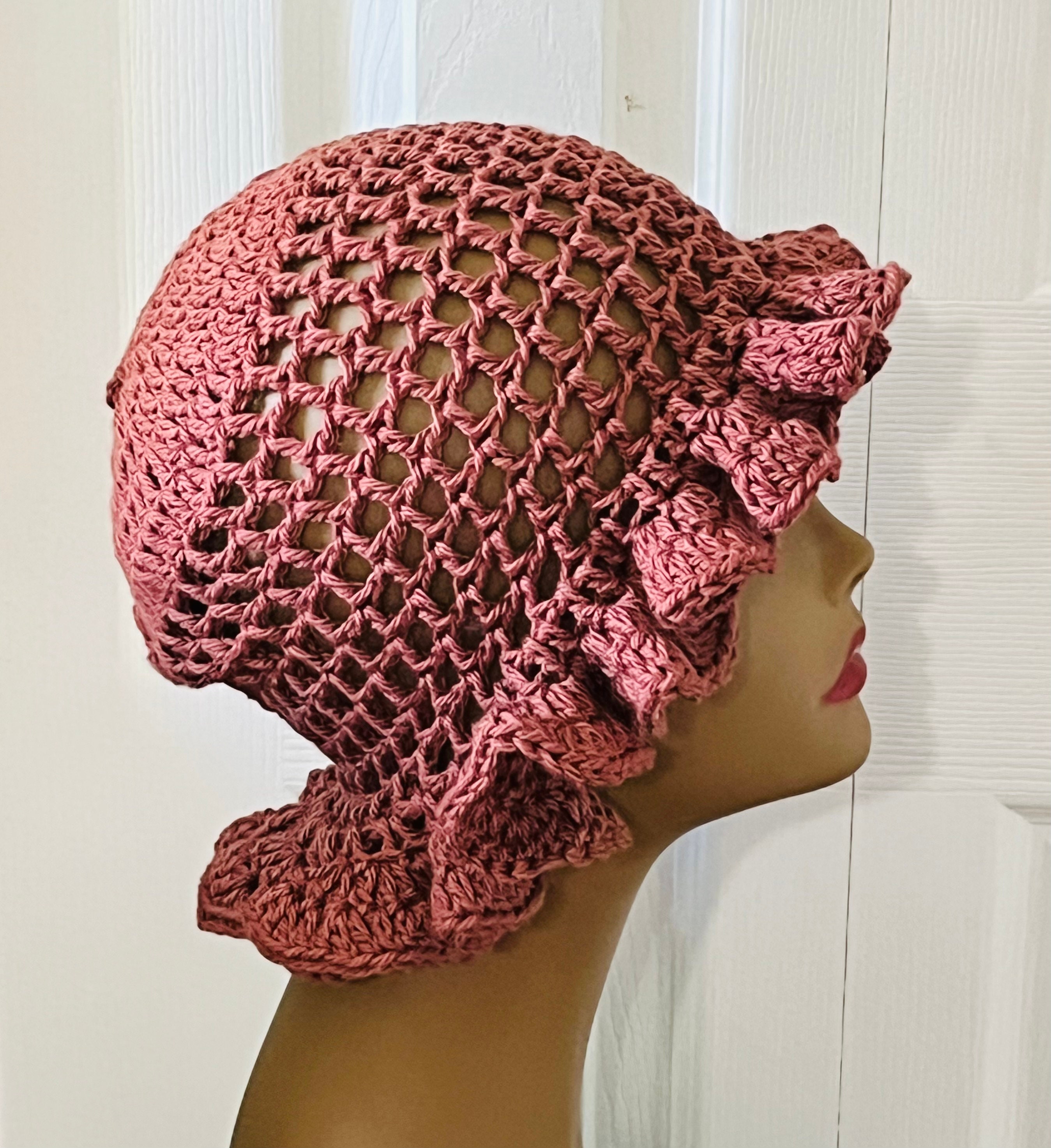 Crochet Mesh Stitch Ruffle Hat, Spring and Summer Handmade by ...