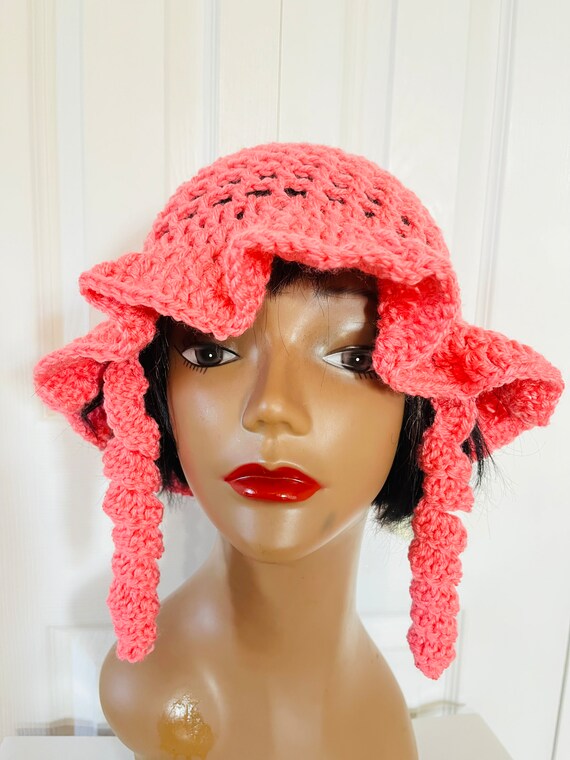 Pink Mesh Crochet Bucket Hat by Jeanette/ Doycreations7 - Etsy