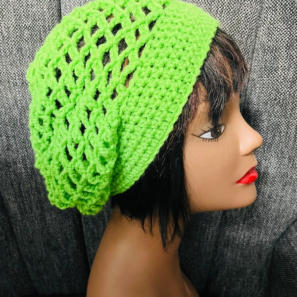 Crochet Snood Hat Handmade by Jeanette/ doycreations7 in Spring Green