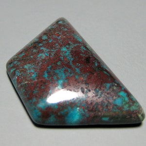 Chrysocolla and Cuprite in Quartz Cabochon from Peru, 38x23mm