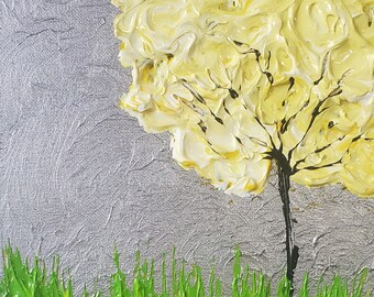 Painting, Original Art, Acrylic Painting, 3D Abstract Art, 8“ x 10”, Textured Art, Small Painting, Abstract Painting, Tree Painting, Sun