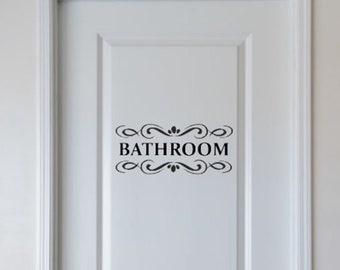 Bathroom Door Decal,Door Decal,Bathroom Door Sign,Bathroom Door,Vinyl Door Decal,Door Stickers,