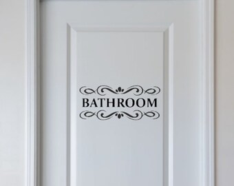 Bathroom Door Decal,Door Decal,Bathroom Door Sign,Bathroom Door,Vinyl Door Decal,Door Stickers,