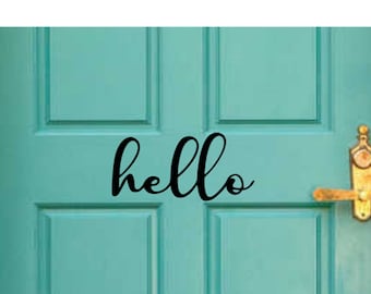 Hello Door Vinyl Decal / Hello Wall Decal / Front Door Decal / Wall Sticker / Home Decor / Porch Decal / Entry Way Decal / Farmhouse Decor