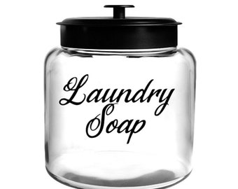 Laundry Soap Vinyl Decal Sticker | Glass Jar Dispenser Bottle Canister Basket | Farmhouse | Washing Liquid Label | Detergent Sticker