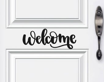 Welcome Vinyl Decal: Front Door or Entryway Decor