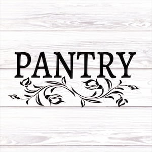 Floral Pantry Door Decal: Kitchen Vinyl Lettering