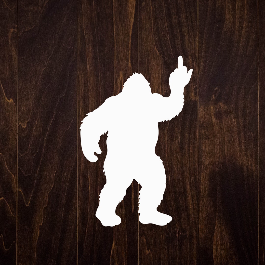 Bigfoot Giving The Finger Decal #1 3.25"x5.5" Choose Color