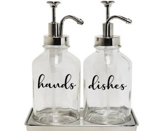 Soap Bottle Decal | Hands Dishes Decal | Kitchen | Farmhouse | Labels