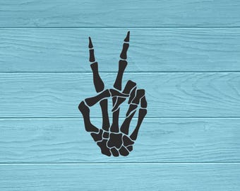 Skeleton Peace Hand Decal | Skeleton Sticker | Car | Peace Sign Decal | Skeleton Hand | Spooky Decal | Halloween | Skeleton Vinyl Sticker