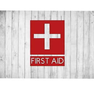 First Aid Vinyl Decal: Car, Windshield, Box, Cabinet