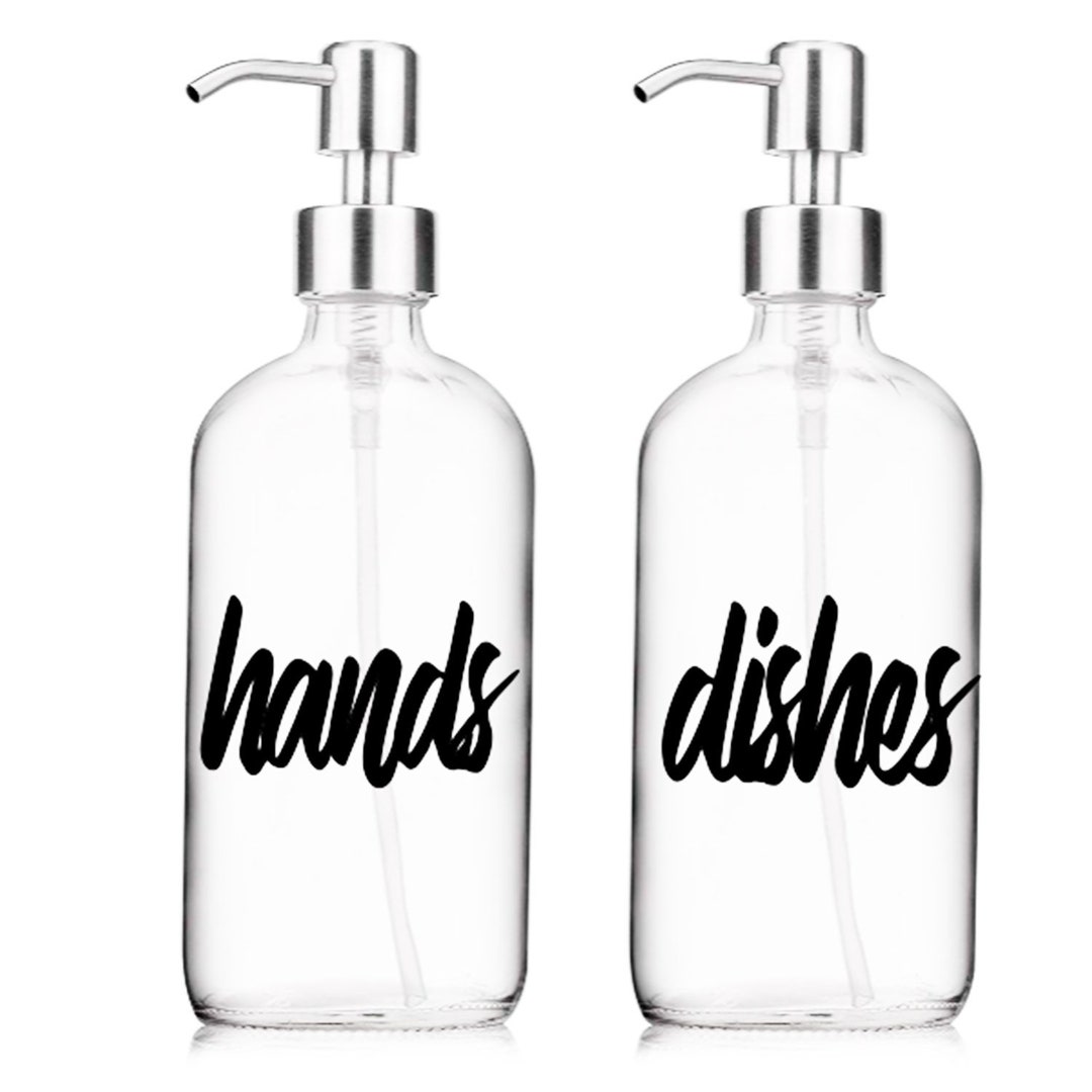 Hands Dishes Decal, Hand Soap Dispenser, Hand Soap, Dish Soap, Kitchen Decal, Farmhouse Decal Etsy