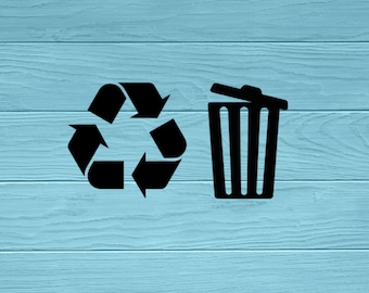 Recycling Symbol Trash Can Vinyl Decal | Trash Can Decal | Recycle Bin Sticker | Waste Bin Decal | Waste Sorting | Trash Sticker