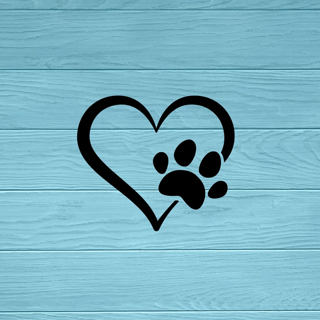 Paw Print Heart Vinyl Decal Sticker | Paw Laptop Decal | Dog Cat Car ...