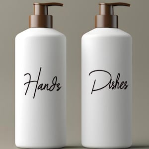 Hands Dishes Soap Vinyl Decals | Hands & Dishes Soap Labels | Stickers | Bottles | Soap Dispensers | Bottles image 1