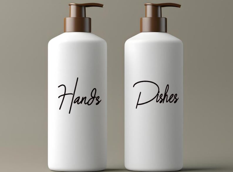Hands Dishes Soap Vinyl Decals | Hands & Dishes Soap Labels | Stickers | Bottles | Soap Dispensers | Bottles image 1