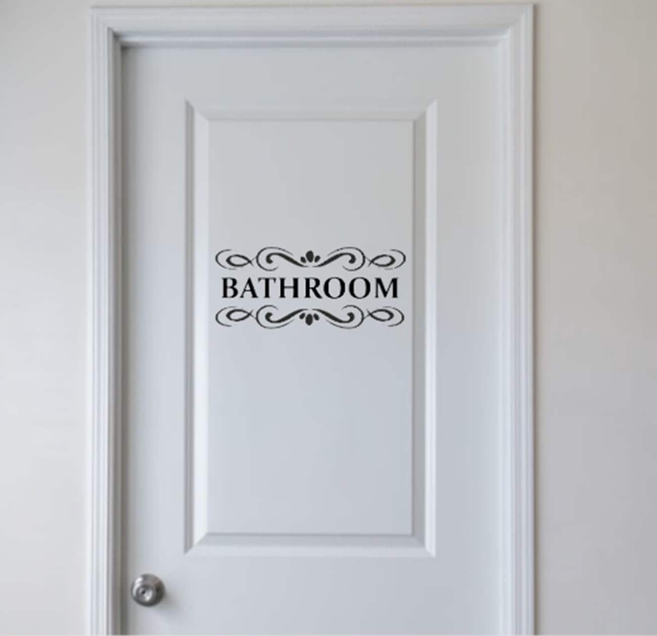 Bathroom Door Vinyl Decal: Elegant Door Sign