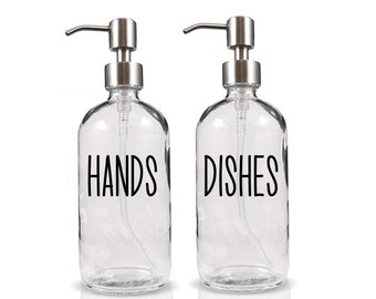 Hand Soap Dish Soap Vinyl Decal | Soap Dispenser | Glass Bottle | Sink | Kitchen Label | Dish Soap Sticker | Bathroom Decor | Handwritten