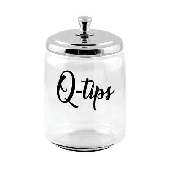 Q Tips Decal Cotton Ball Holder Tip Swab Bathroom Decor Labels Container