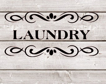 Laundry Vinyl Decal Sticker for Laundry Room Door Wall Cabinet Hamper | Laundry Room Organization Decor